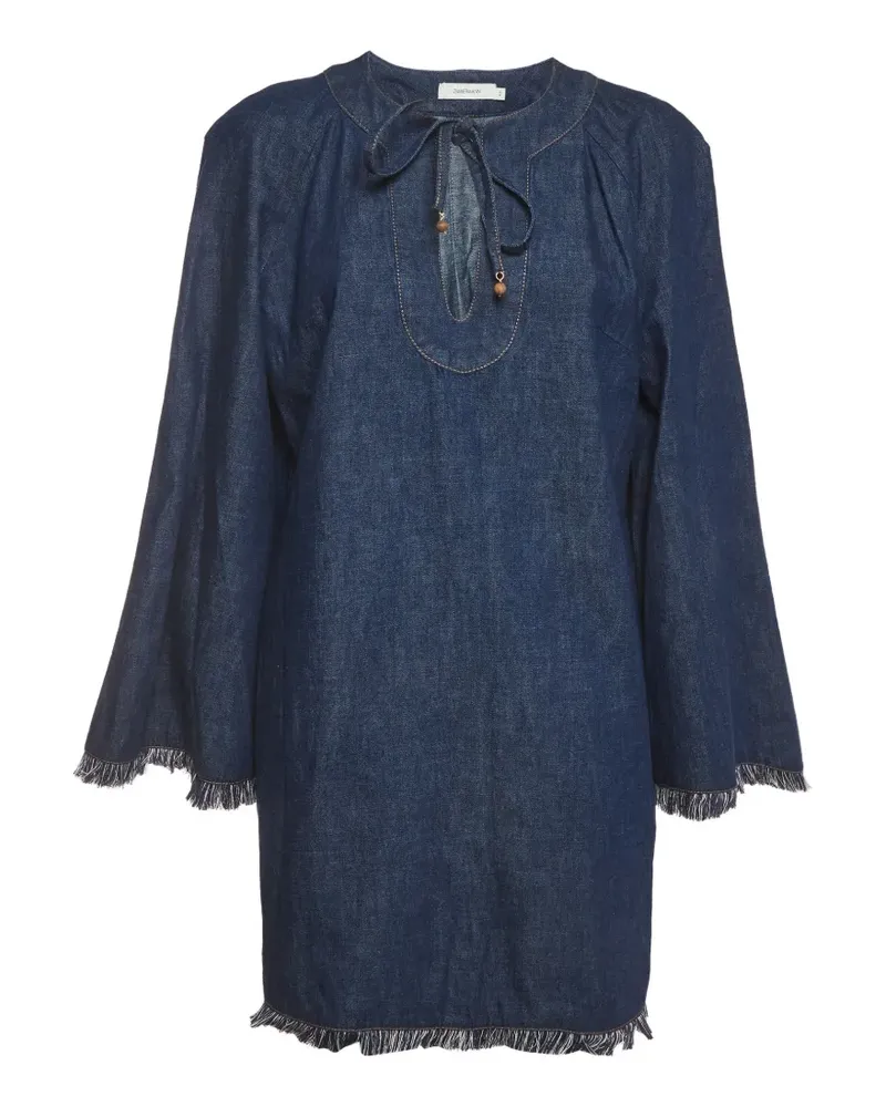 Zimmermann Rhiannon Minikleid mit Fransen - Blau Blau