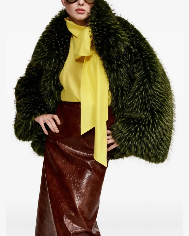 Essentiel Kastanje Jacke aus Faux Fur - Grün Grün