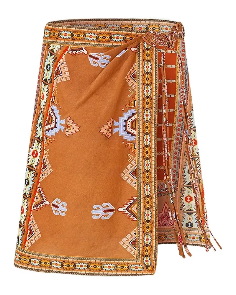 Camilla Fabric Of Time macramé-tie-waist sarong - Braun Braun