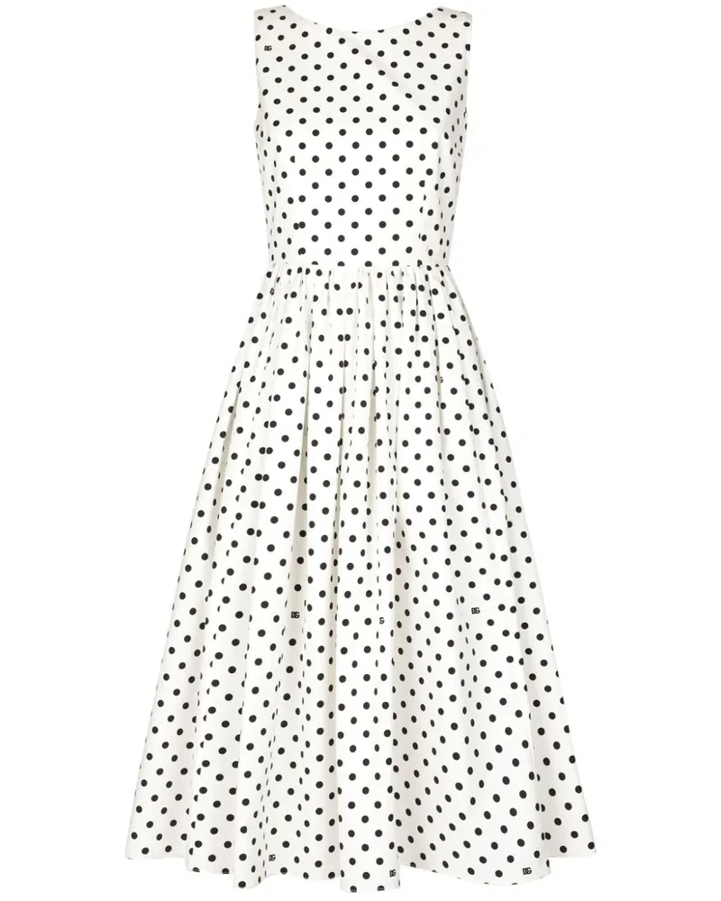 Dolce & Gabbana Midikleid mit Polka Dots - Weiß Weiß