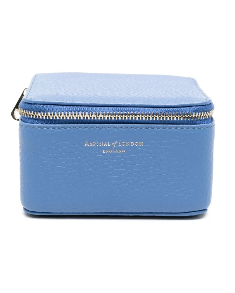 Aspinal of London Schmuckkästchen aus Leder 11cm x 8cm - Blau Blau