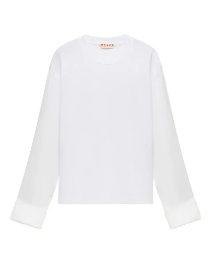 Marni Weißes Baumwoll-T-Shirt mit Hemdärmeln Weiß