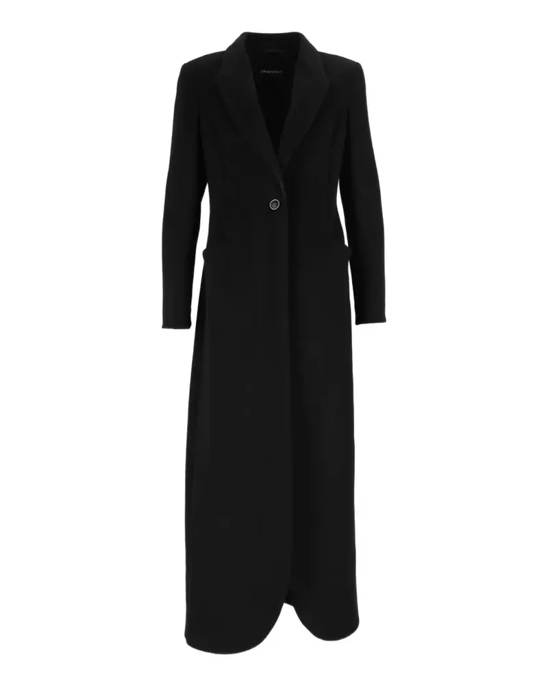 Emporio Armani Langer einreihiger Mantel aus doppelreihiger Schurwolle - Schwarz Schwarz