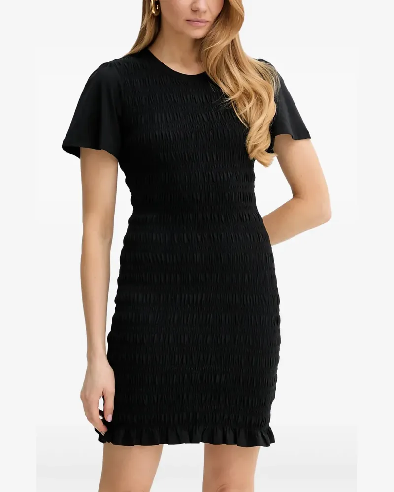 Guess Gesmoktes Minikleid mit Rüschensaum - Schwarz Schwarz