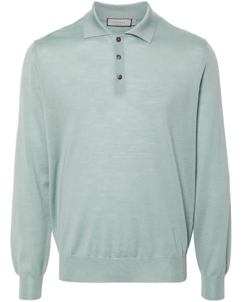 Canali Poloshirt aus Merinowolle - Grün Grün