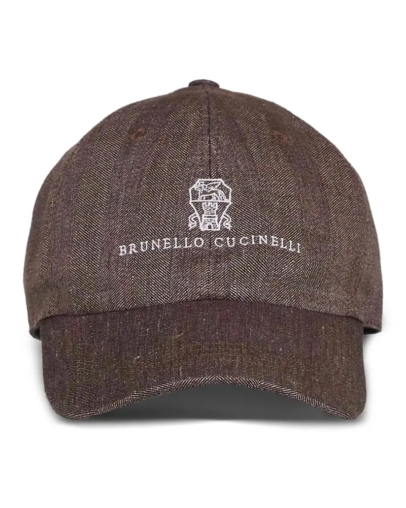 Brunello Cucinelli crest-embroidered panelled cap - Braun Braun