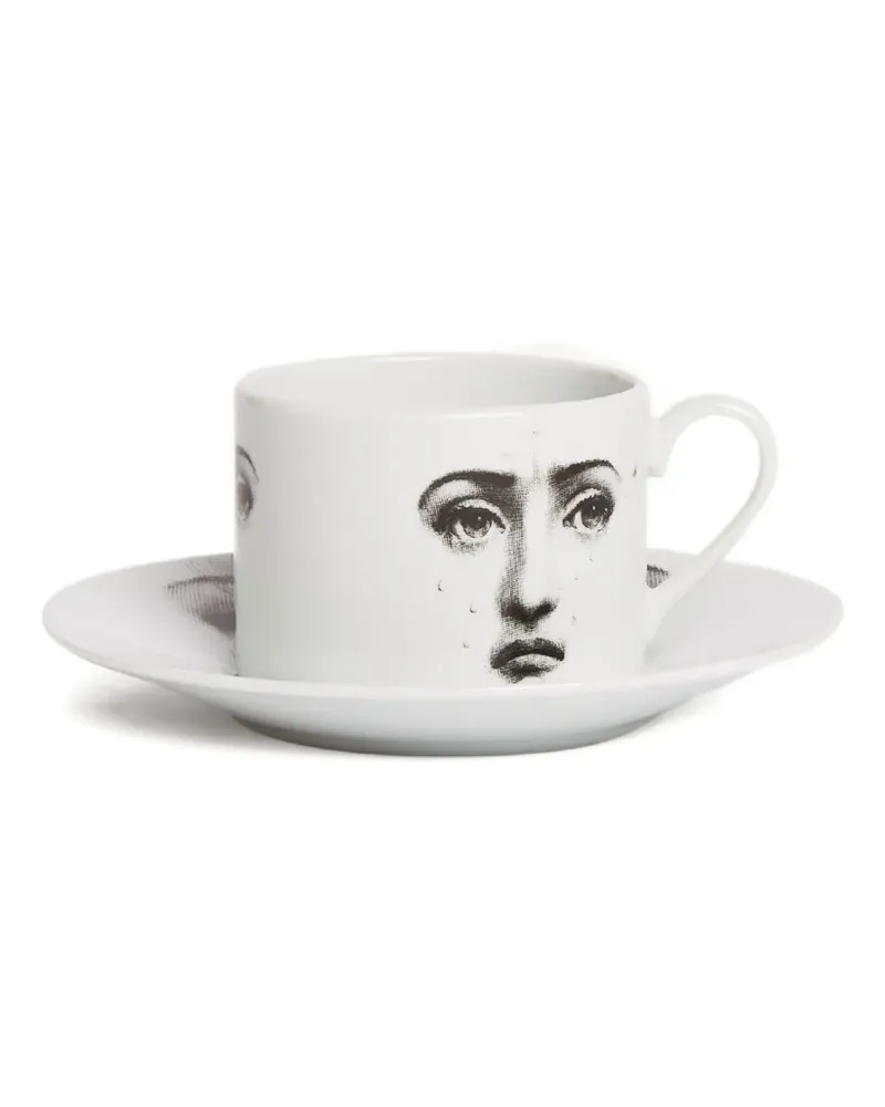 Fornasetti Set aus Teetasse und Teller - Schwarz Schwarz