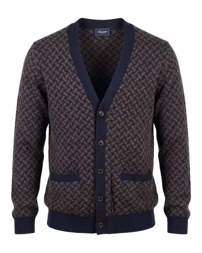 Drumohr  Razor jacquard cashmere cardigan - Braun Braun