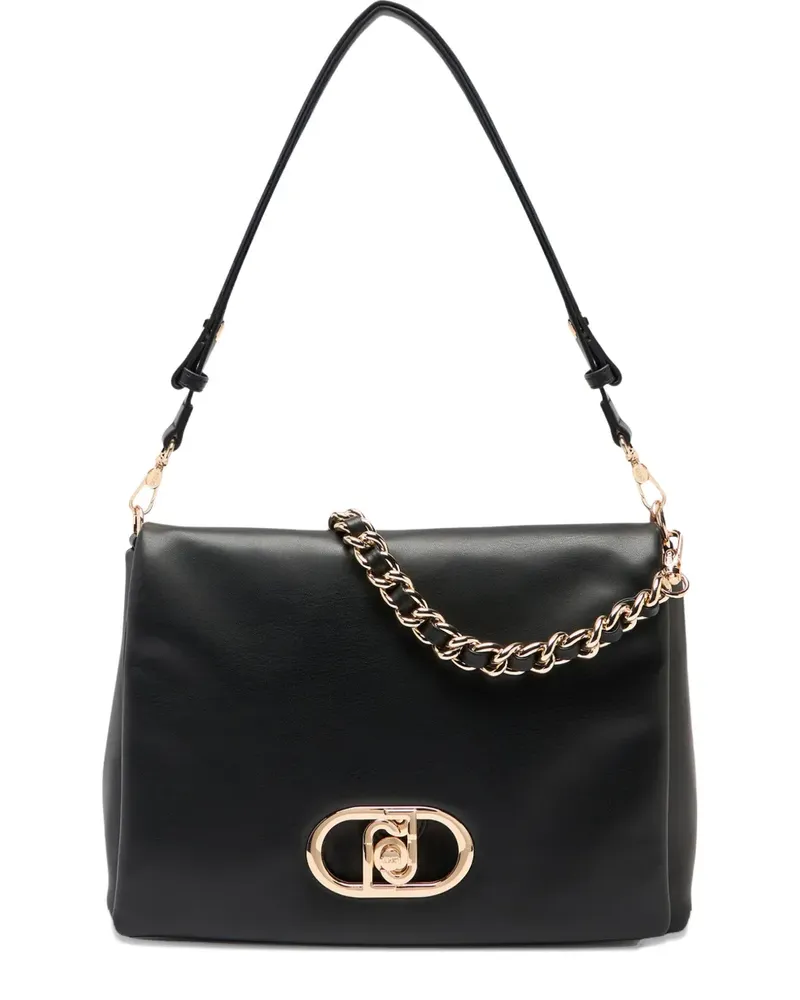 Liu Jo LaPuffy large braided chain logo satchel - Schwarz Schwarz