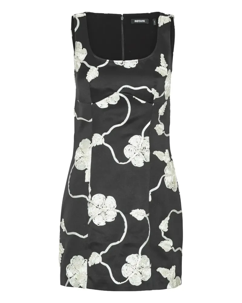 ROTATE Birger Christensen Minikleid mit Blumen - Schwarz Schwarz