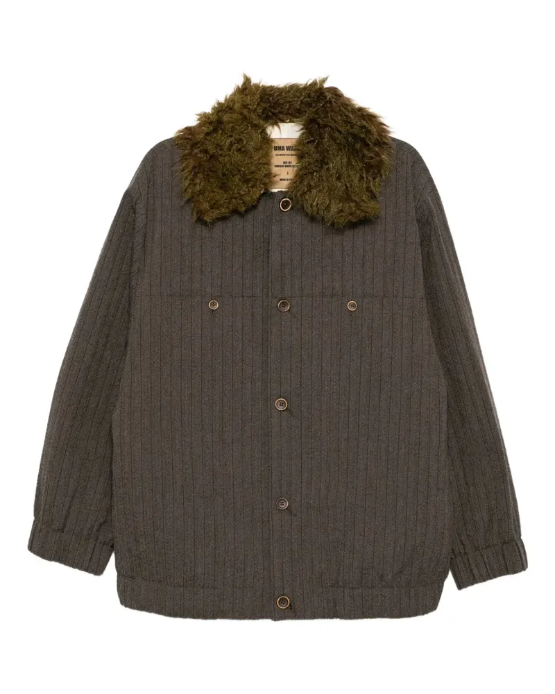 Uma Wang Hemdjacke mit Faux-Fur-Besatz - Braun Braun
