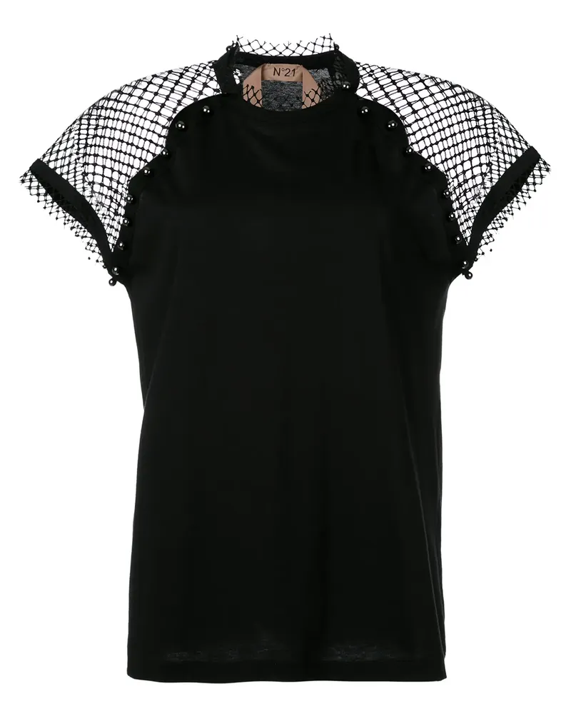 N° 21 Oberteil mit Spitzeneinsätzen - Schwarz Schwarz