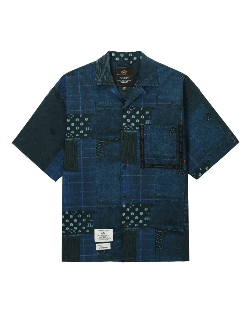 Alpha Industries Hemd mit Patchwork-Muster - Blau Blau