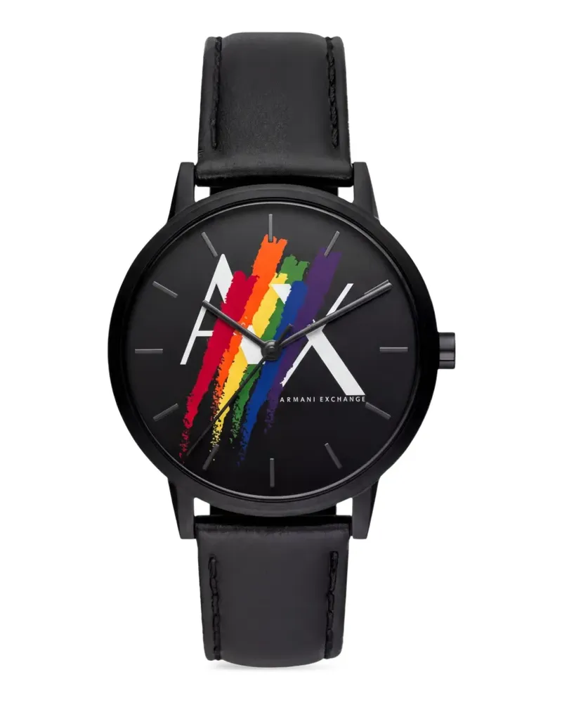Armani Exchange Cayde Armbanduhr mit Logo-Print 42mm - Schwarz Schwarz
