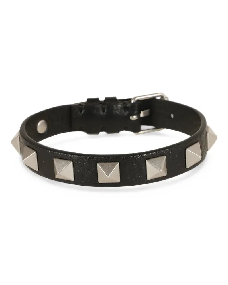 Valentino Garavani Rockstud Lederarmband mit Ruthenium-Nieten - Schwarz Schwarz
