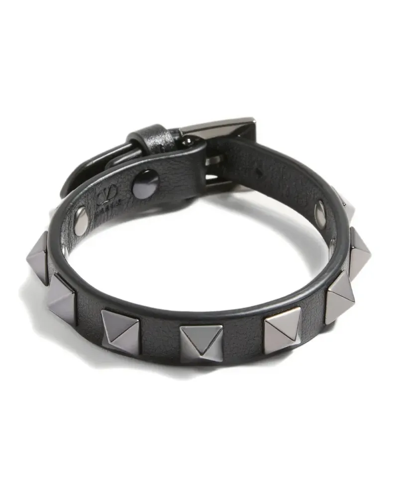 Valentino Garavani Rockstud Lederarmband mit Ruthenium-Nieten - Schwarz Schwarz