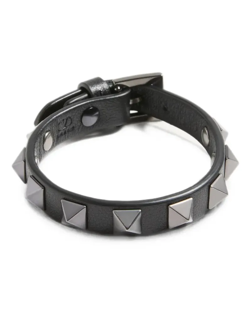 Valentino Garavani Rockstud Lederarmband mit Ruthenium-Nieten - Schwarz Schwarz