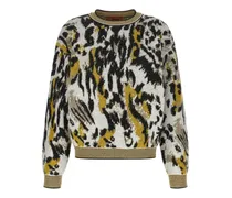 Gemusterter Animalier Pullover - Schwarz