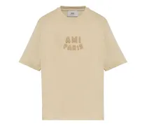 T-Shirt mit Logo-Stickerei - Nude