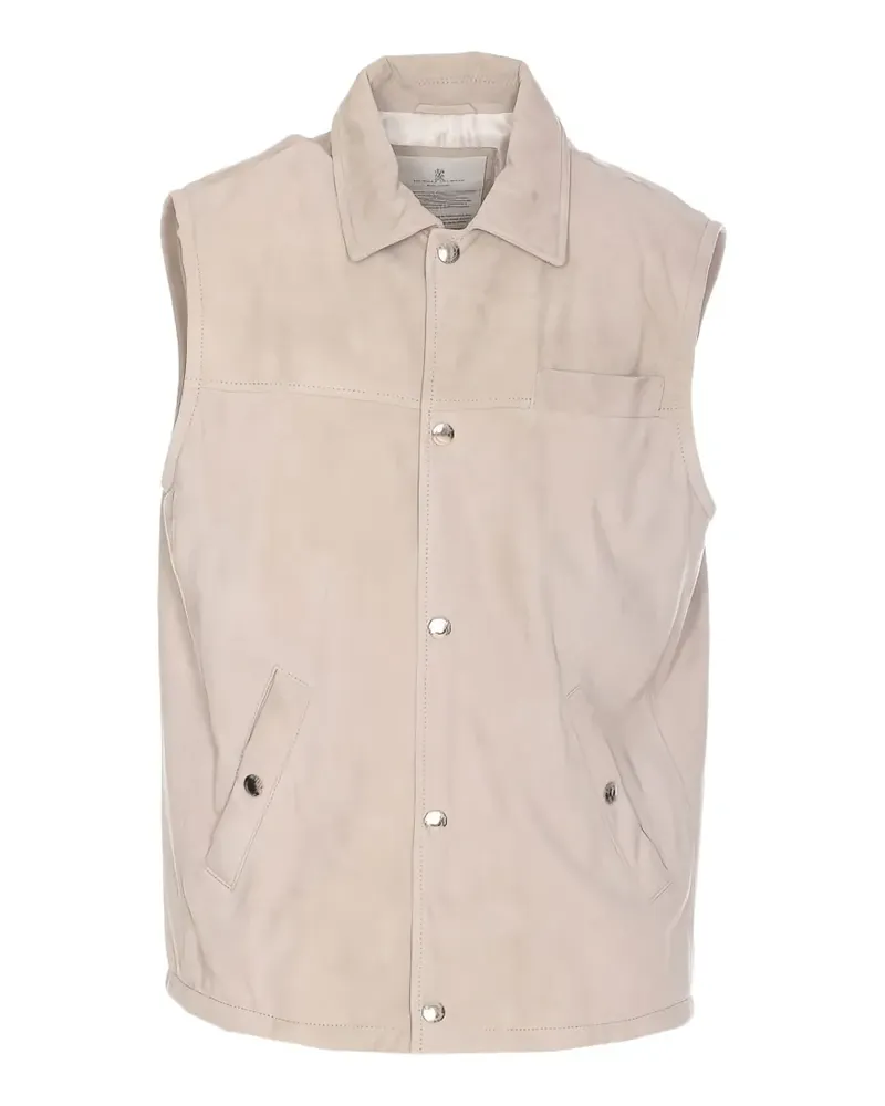 Brunello Cucinelli leather sleeveless jacket - Nude Nude