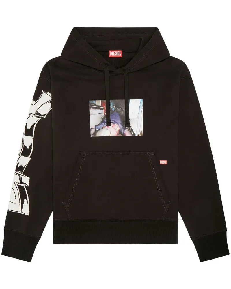 Diesel S-Macs-L3 Hoodie aus Baumwolle - Schwarz Schwarz