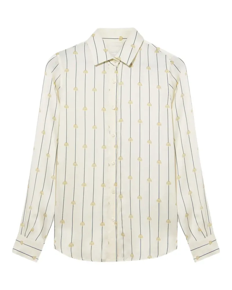 Brooks Brothers logo-stripe button-down shirt - Nude Nude