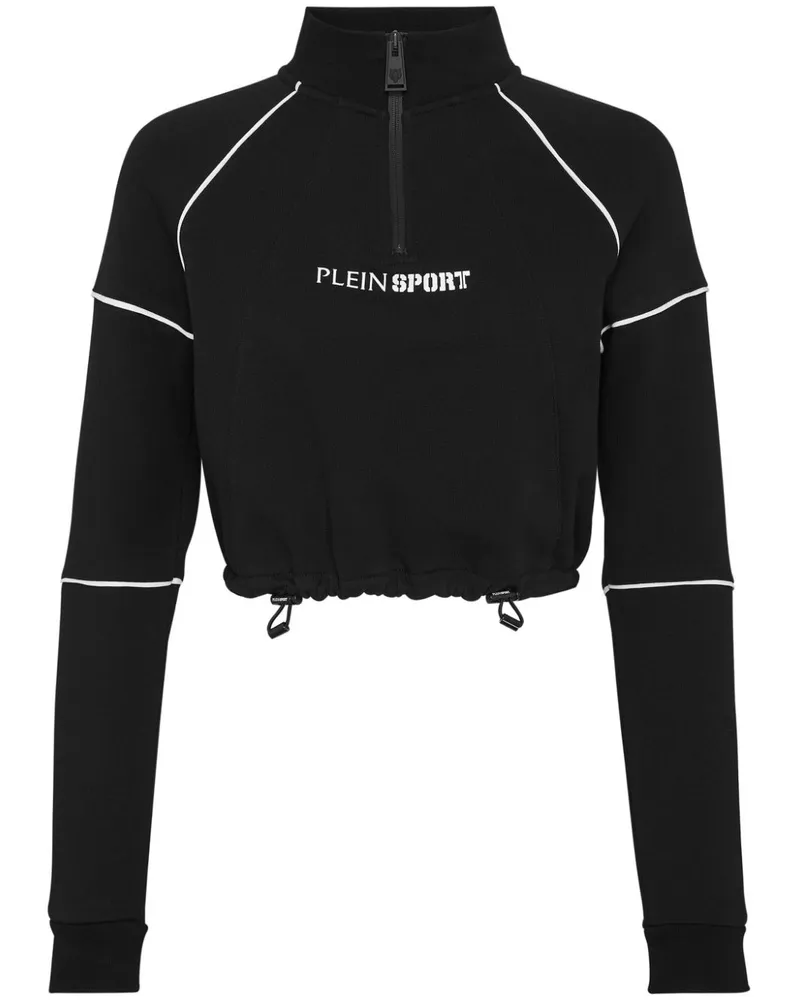 Philipp Plein Cropped-Sweatshirt mit Logo-Print Schwarz