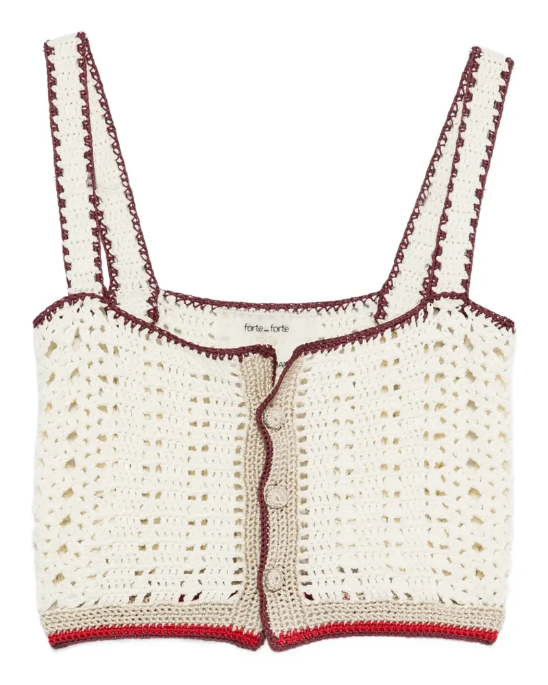 forte_forte Gehäkeltes Oberteil mit Knöpfen - Nude Nude