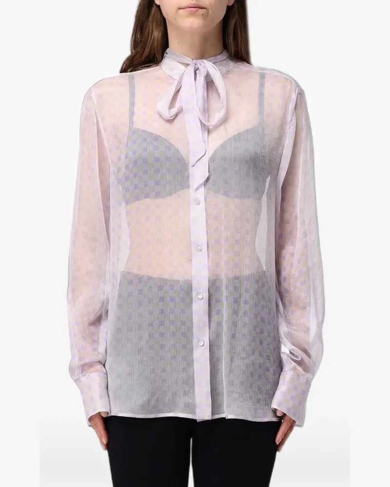 Ermanno Scervino Schluppenbluse mit Karomuster - Violett Violett