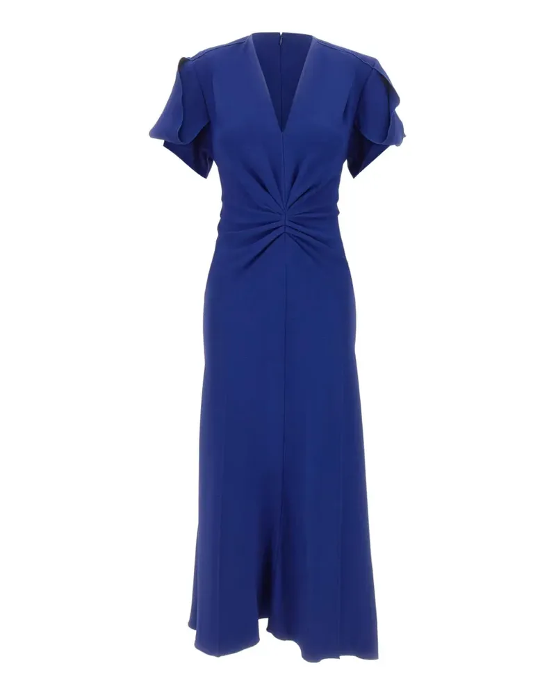 Victoria Beckham Eve v-neck draped midi dress - Blau Blau