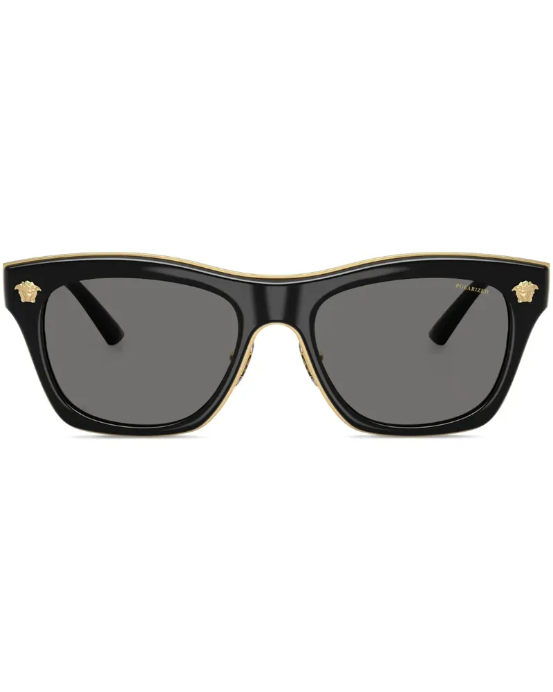 Versace Sonnenbrille mit eckigem Gestell - Schwarz Schwarz