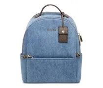 logo-print denim backpack - Blau