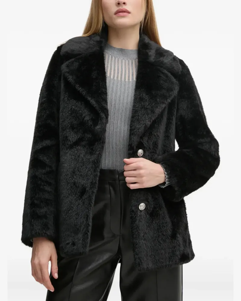 Guess Mantel aus Faux Fur - Schwarz Schwarz