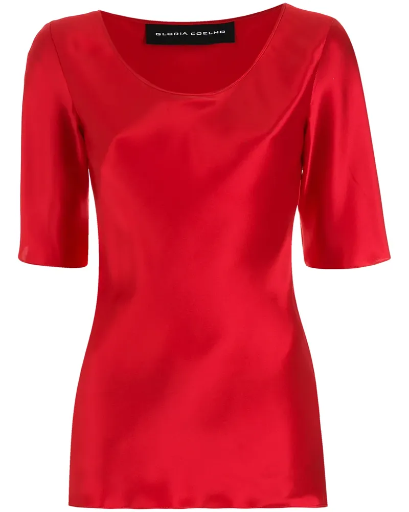 Gloria Coelho T-Shirt aus Seide mit U-Ausschnitt - Rot Rot