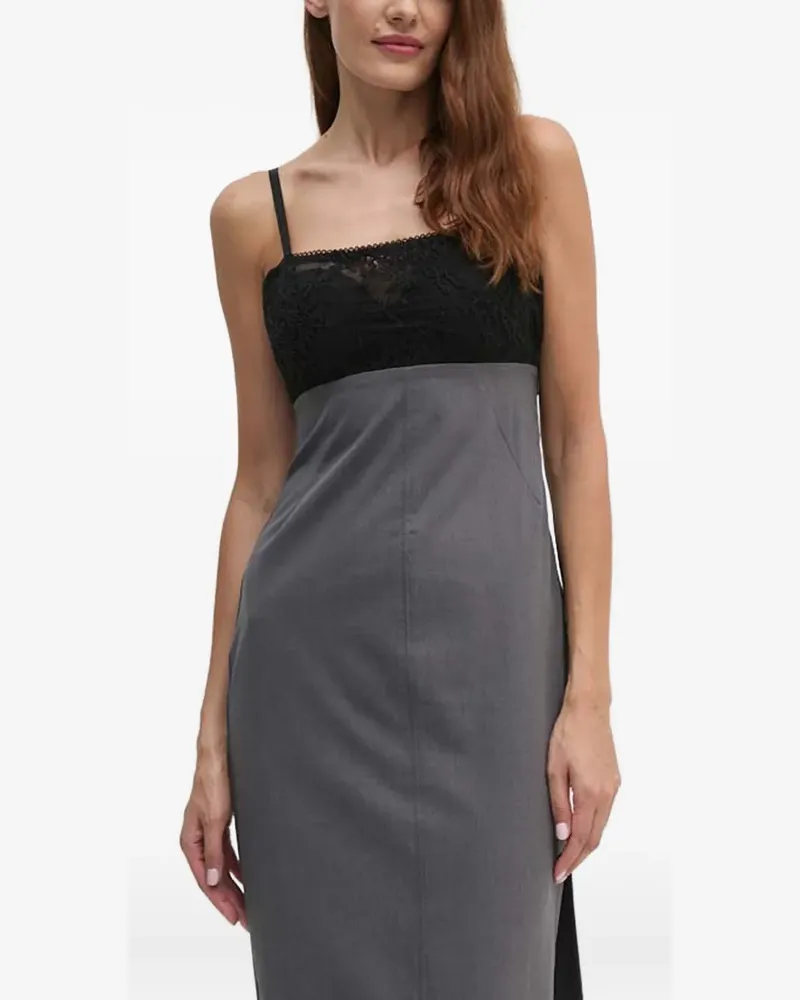 Sisley Midikleid mit Spitzeneinsatz - Grau Grau