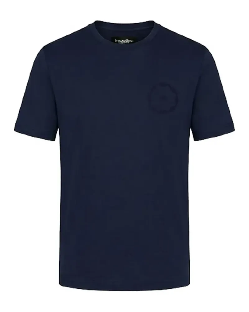 Stefano Ricci T-Shirt mit Logo-Stickerei - Blau Blau