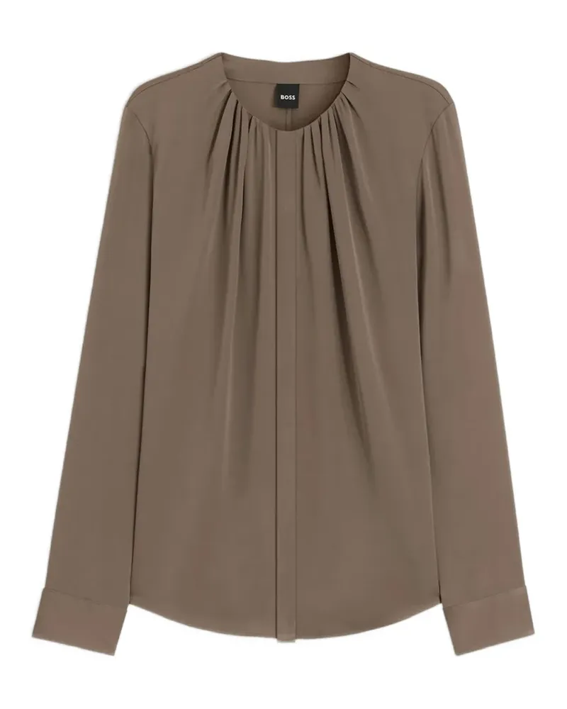 HUGO BOSS Bluse aus Stretch-Seide mit Raffungen - Braun Braun