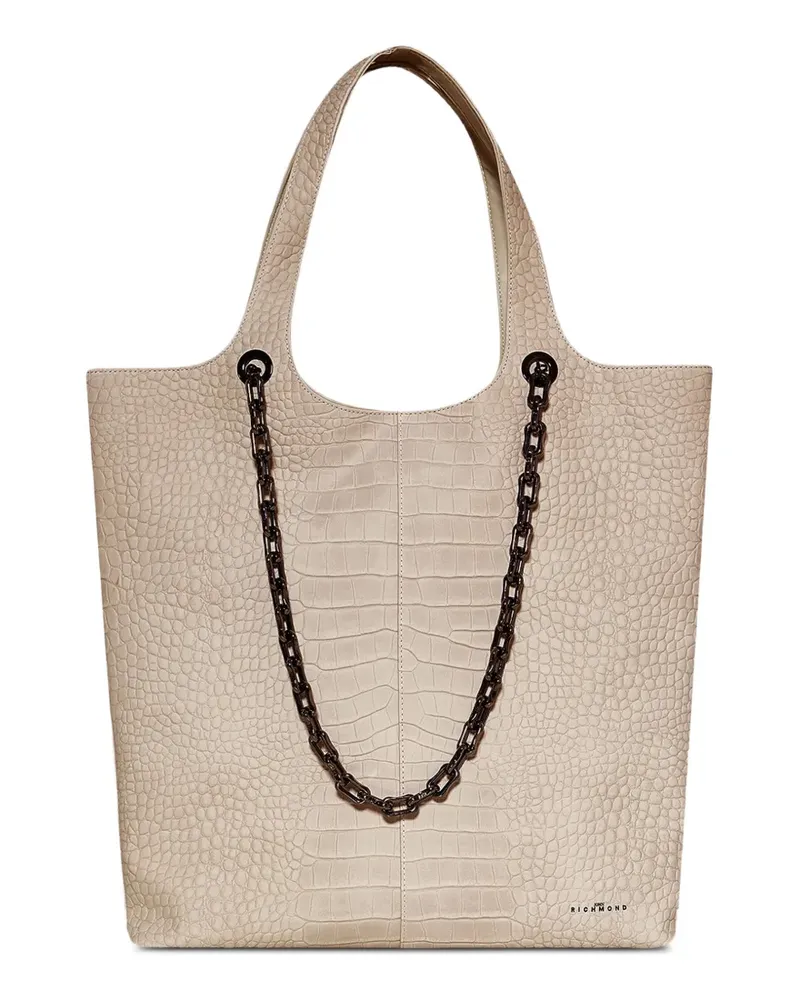 John Richmond chain-detail crocodile-effect tote bag - Nude Nude