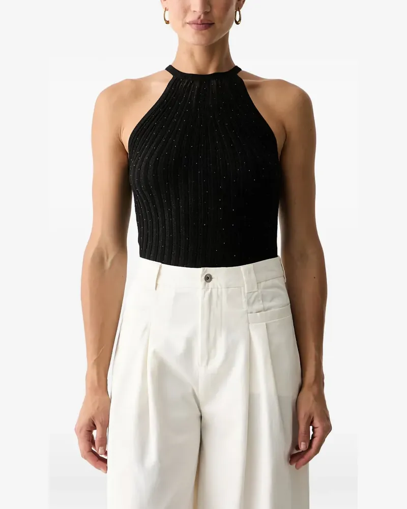 Guess rhinestone-embellished ribbed top - Schwarz Schwarz