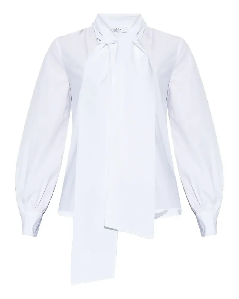 Max Mara Hemd mit Schleifenkragen - Weiß Weiß