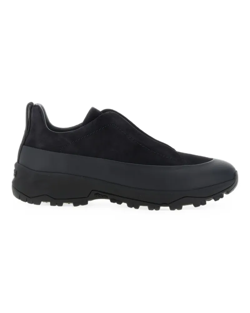 Ermenegildo Zegna navy blue leather and suede Triple Stitch™ Monte sneakers - Blau Blau