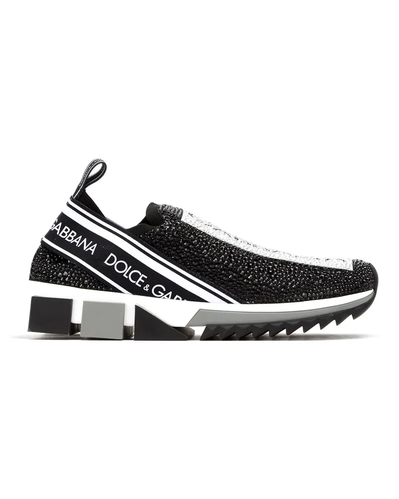 Dolce & Gabbana Verzierte Slip-On-Sneakers mit Logo - Schwarz Schwarz
