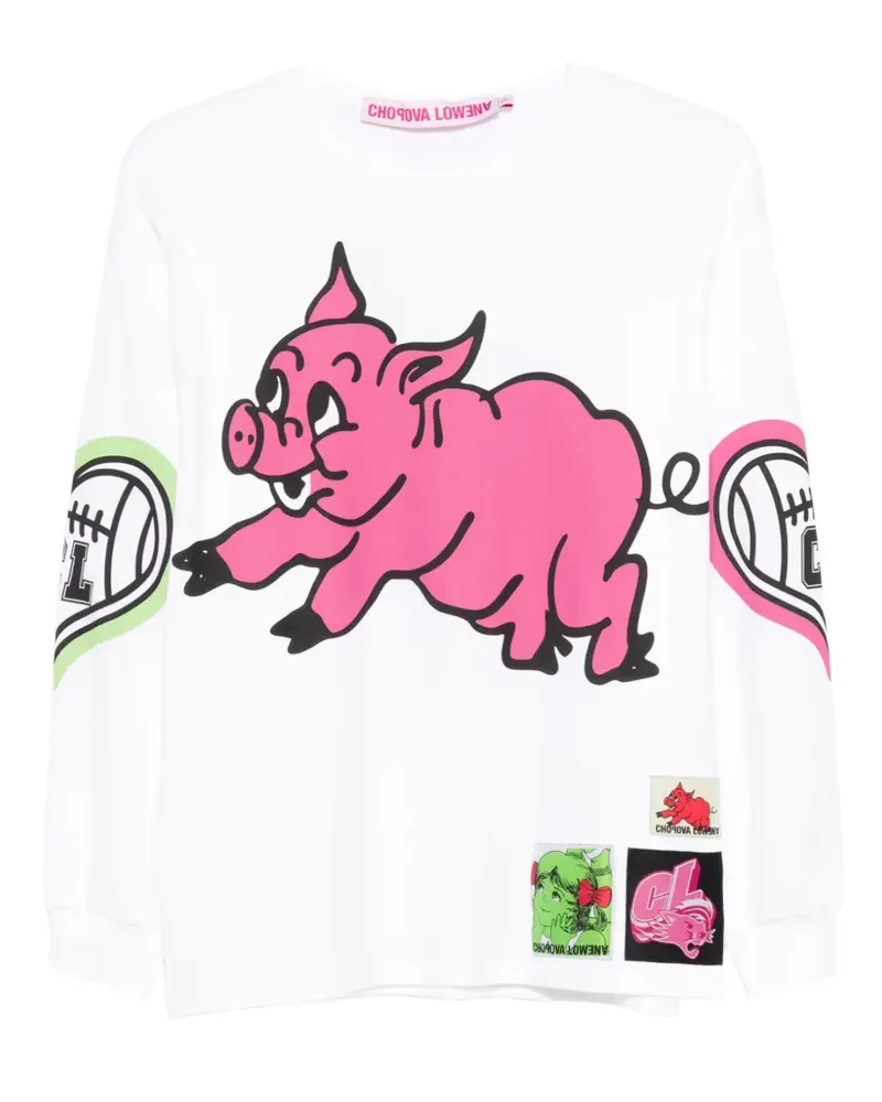 CHOPOVA LOWENA Hey Piggy printed T-shirt - Weiß Weiß