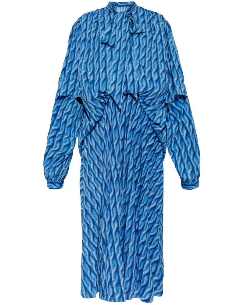 Balenciaga Midikleid mit Zopfmuster-Print - Blau Blau