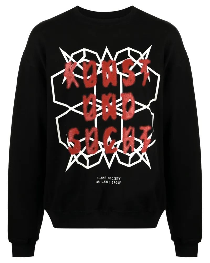 44 LABEL GROUP Sweatshirt mit grafischem Print Schwarz