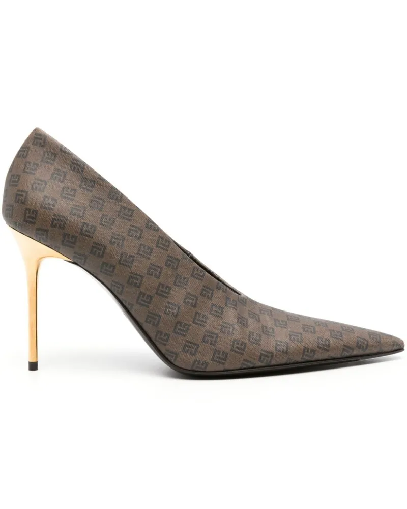 Balmain Pumps mit mini Monogramm-Print 100mm - Braun Braun
