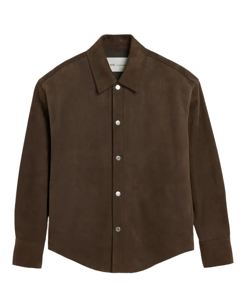 AMI Paris Hemdjacke aus Ziegenleder - Braun Braun
