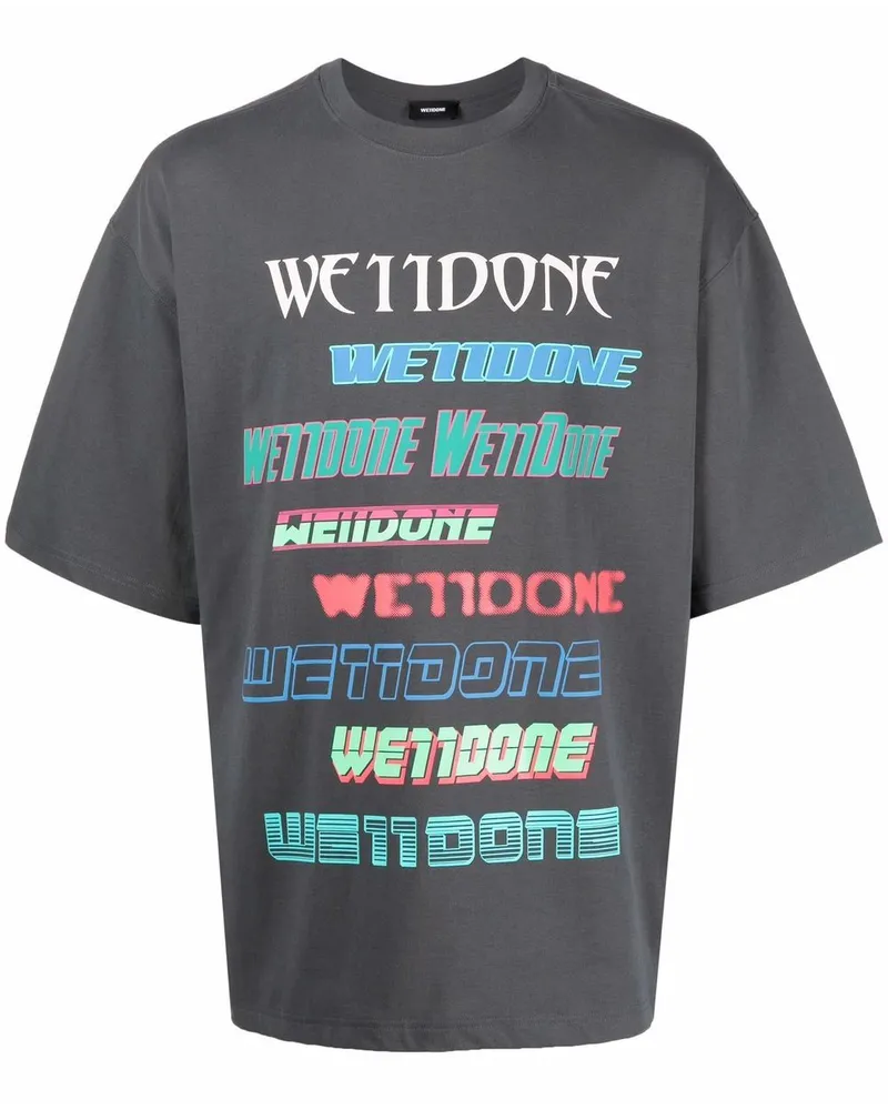 WE 11 DONE T-Shirt im Oversized-Look - Grau Grau