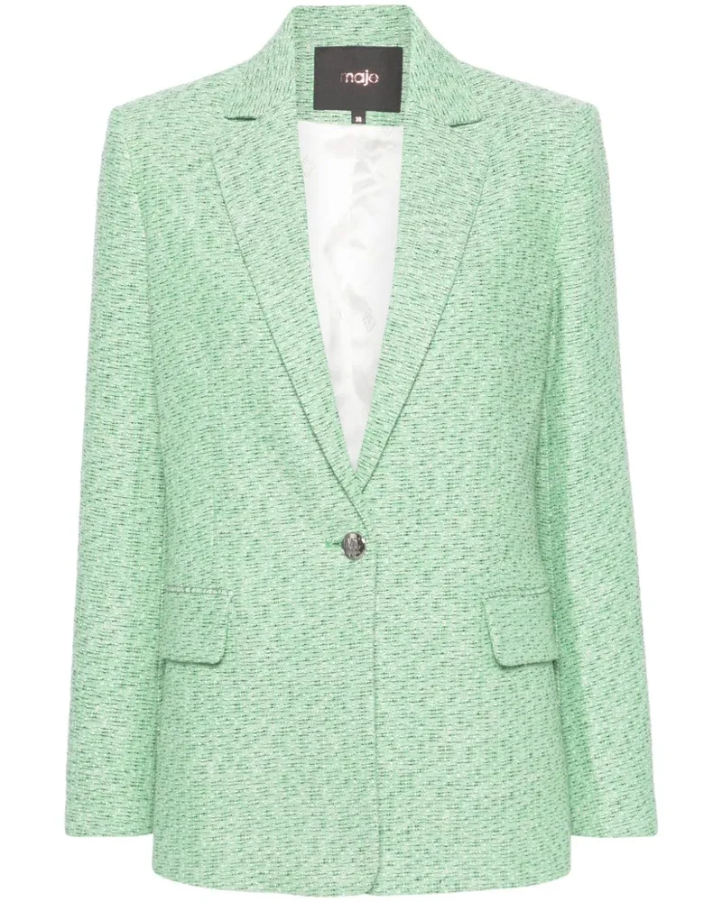 Maje Einreihiger Tweed-Blazer Grün