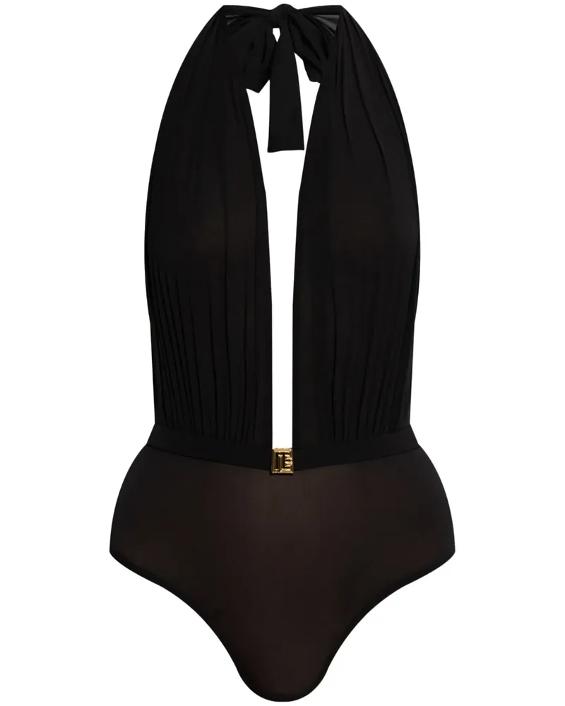 Balmain Rückenfreier Badeanzug - Schwarz Schwarz